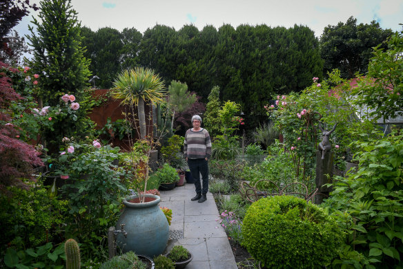 Sharon Harris in the garden she has been refining for 24 years.