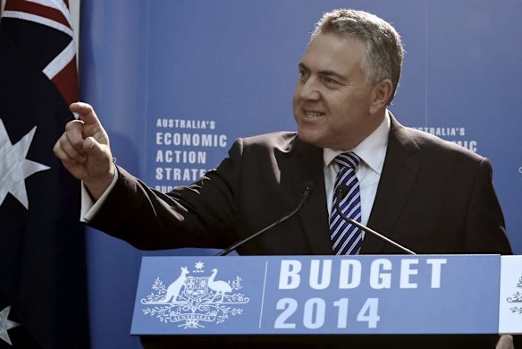 Treasurer Joe Hockey during the Budget lockup press conference in Canberra.
