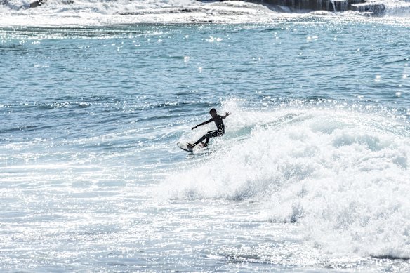 A surfer at Bronte Beach during COVID lockdown.