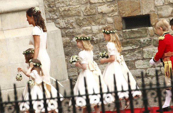 Pippa Middelton, sister of the bride Kate Middleton arrives.