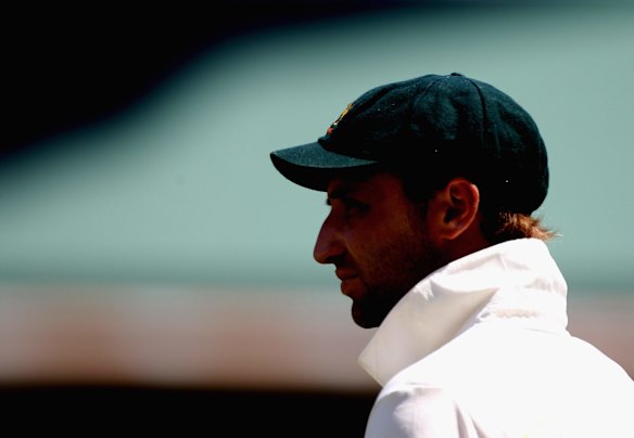 Phillip Hughes watches from the boundary during the third Ashes Test at the WACA in 2010.