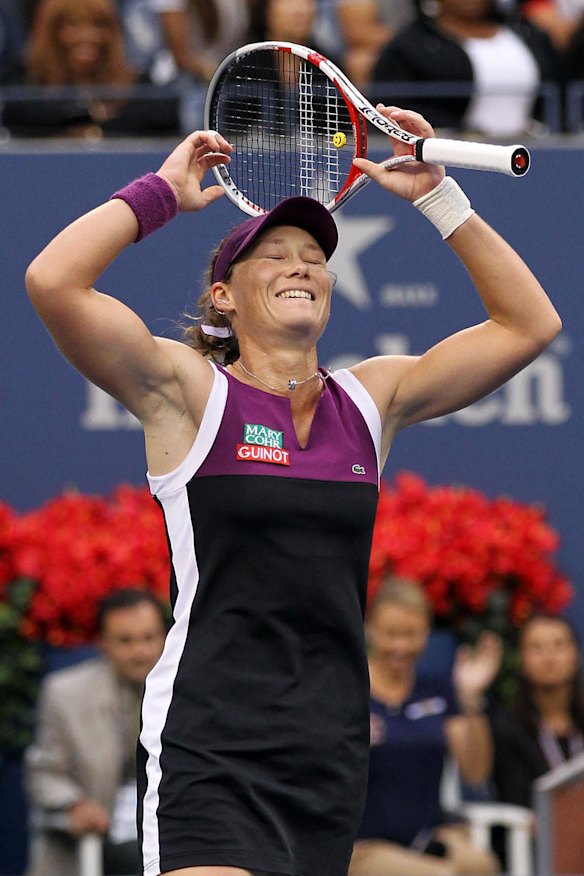 Samantha Stosur of Australia celebrates after defeating Serena Williams of the United States to win the US Open women's singles title.