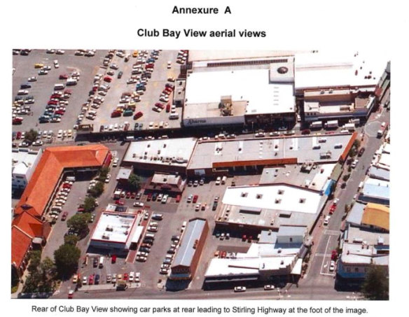 An aerial photo of the Club Bay View rear car park, taken by police in February 1996.