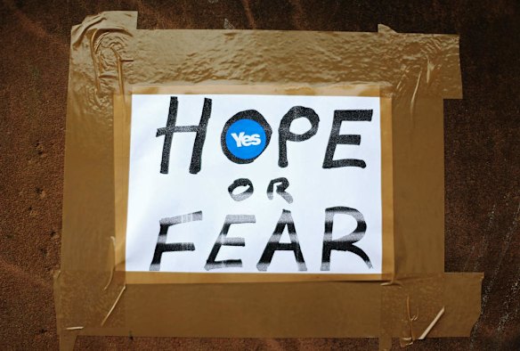 A home-made sign outside a polling station in west Glasgow,
