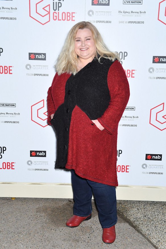 Lara Mulcahy, actor, at the opening night of the Pop-up Globe.