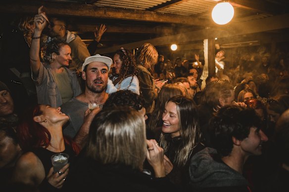 Crowds enjoying the atmosphere inside The Rails Hotel.