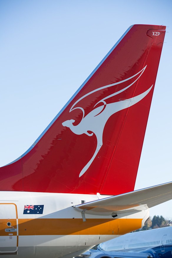 The '70s themed aircraft, featuring an ochre band from tip to tail, signifying the airlines outback roots.
