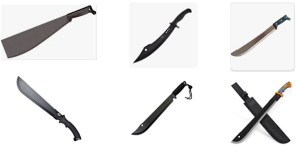 Examples of machetes retailers are being warned not to sell.