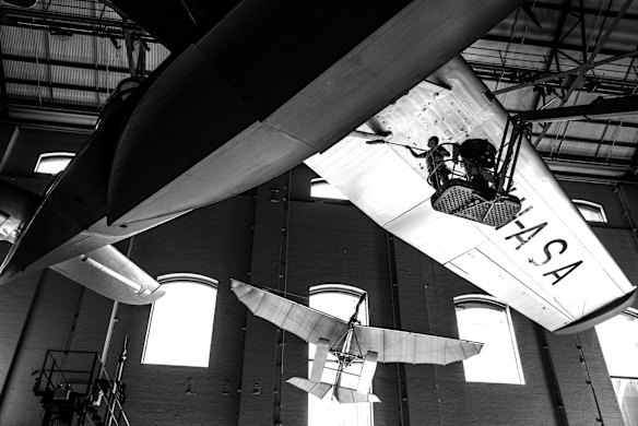The Catalina being dusted and cleaned as part of the lockdown maintenance in the Powerhouse Museum, Utimo.