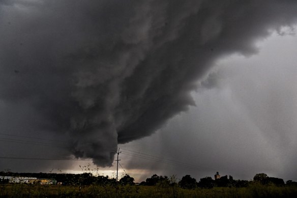 A powerful storm developing over Griffith in the Riverina region of NSW on Friday.