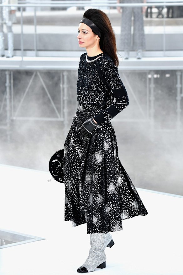 Model walks the runway during the Chanel show.