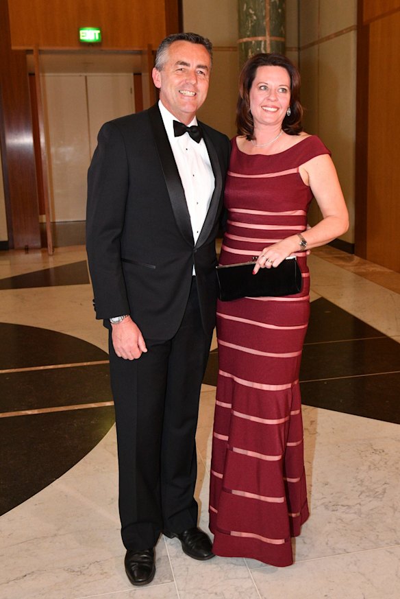 Minister for Veterans' Affairs Darren Chester and wife Julie arrive for the annual Mid Winter Ball at Parliament House in Canberra, Wednesday, September 12, 2018.