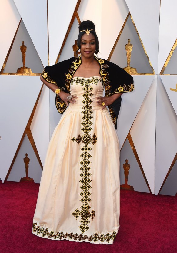 Tiffany Haddish arrives at the Oscars on Sunday, March 4, 2018, at the Dolby Theatre in Los Angeles.