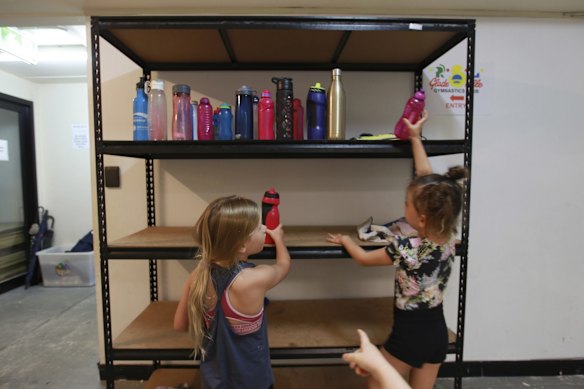 Florence has a break during gymnastics class.