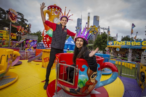 Moomba Monarchs Pravini Fernando and Drew Law at the site.  