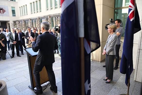 Prime Minister Malcolm Turnbull announced his new ministry at Parliament House in Canberra.