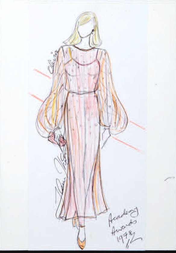Fleur's costume sketch inscribed "Academy Awards 1978".