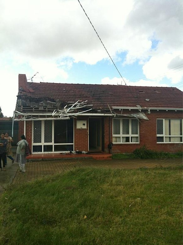 Witnesses say the tornado that sent debris spiralling into the air. Photo: Twitter