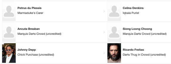 Petrus Du Plessis is mentioned on IMDb alongside Johnny Depp. 