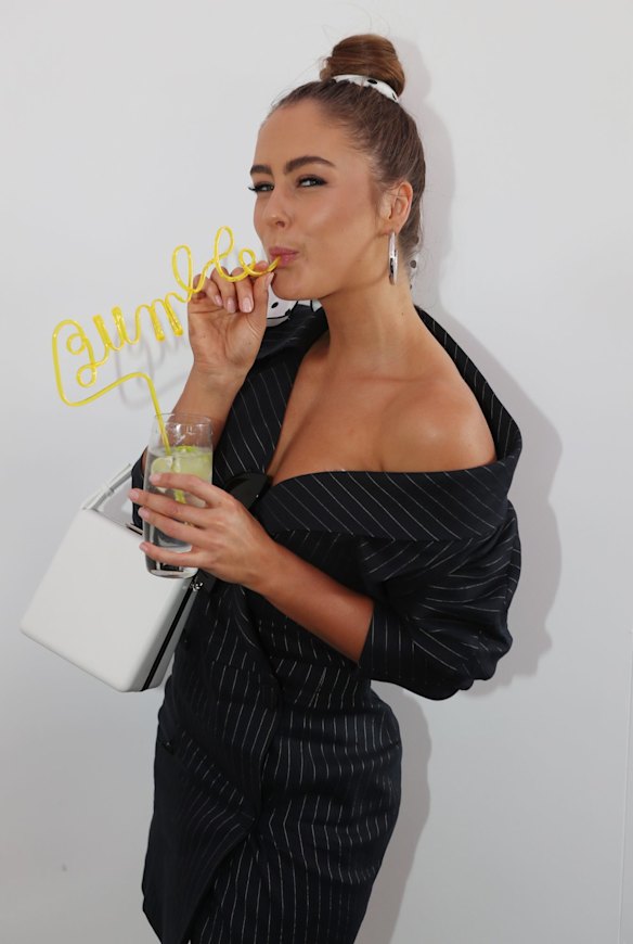 Steph Claire Smith at the Bumble marquee in The Birdcage on Derby Day 2018.