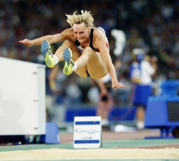 Heike Drechsler of Germany, winner of gold medal in the women's long jump.
