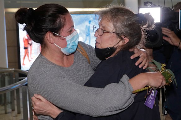 There were emotional scenes at Sydney Airport on Monday morning as Australians returned home.