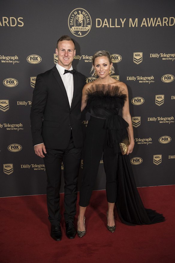 Daly Cherry-Evans and wife Vessa arrive on the red carpet at the Dally M Awards.