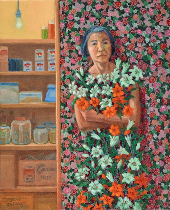 Yuri Shimmyo, 'Carnation, lily, Yuri, rose'. Oil on canvas, 27.5 x 23 cm. © the artist