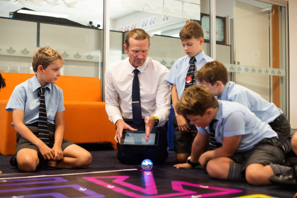 Learning with a Sphero programmable robot at Mosman Church of England Preparatory School.
