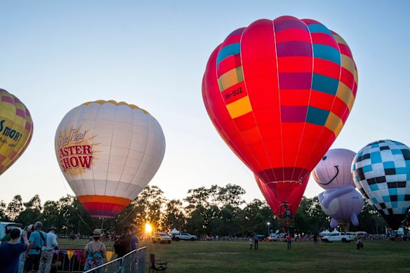 Australia Day festivities at Parramatta Park in Sydney's west. Hot air ballooning and stage shows kept everyone happy in the heat.