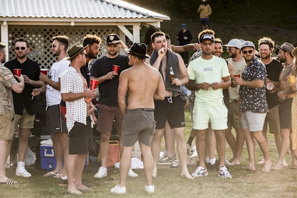 Large groups socialising in Bronte Park today enjoying the hot weather and a long weekend.