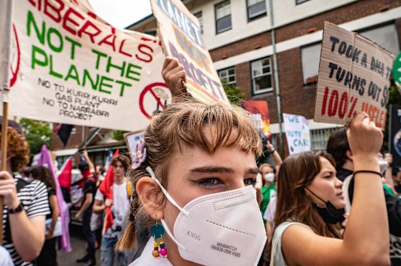 Young people gathered in front of the Prime Minister's Kirribilli residence for the School Strike 4 Climate protest.
