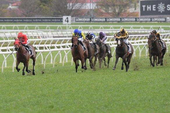 Jockey Kerrin McEvoy rides Redzel to victory in race 7