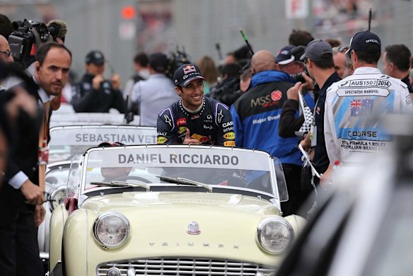 Red Bulls Daniel Ricciardo at the drivers parade.