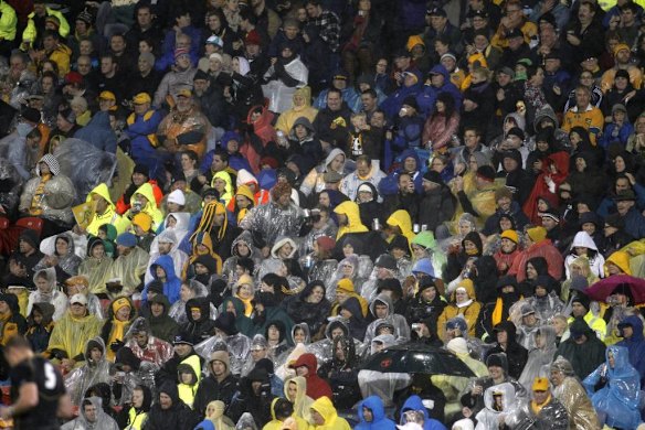 A good crowd braved the horrible weather for a rare rugby test in Newcastle.