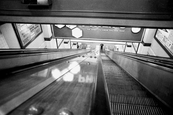 An almost deserted Wynyard Station in Sydney due to a bomb scare on October 21, 1974.