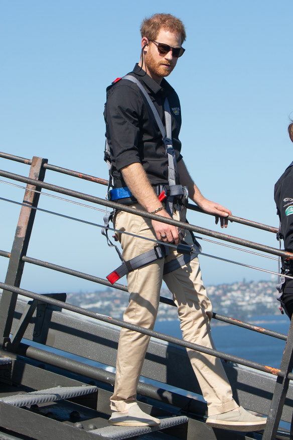 Prince Harry climbed the Sydney Harbour Bridge in October during the royal visit.