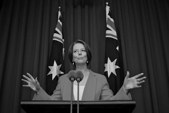 "Settle in" Prime Minister Julia Gillard during her press conference after successfully contesting the  leadership ballot against Kevin Rudd at Parliament House Canberra on Monday 27 February 2012.