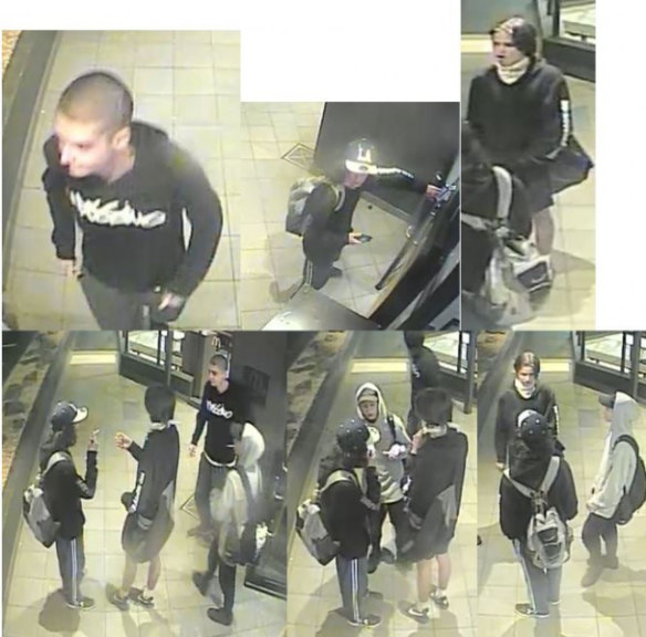 This group of seven males are believed to have assaulted a man in his 50s in South Melbourne. 