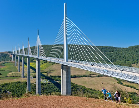 The Millau Viaduct, France: It's nearly 2.5km long but the Millau Viaduct is about the height above the River Tarn valley. One support mast is 343 metres above the ground, making it taller than the Eiffel Tower and the viaduct the world's tallest bridge. 