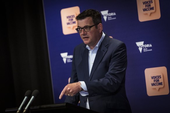 Victorian Premier Dan Andrews gives a press conference in 2021. 
