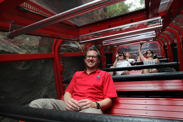 David Hammon, pictured in 2013, on the Scenic Railway at his family-run tourist attraction in the Blue Mountains.