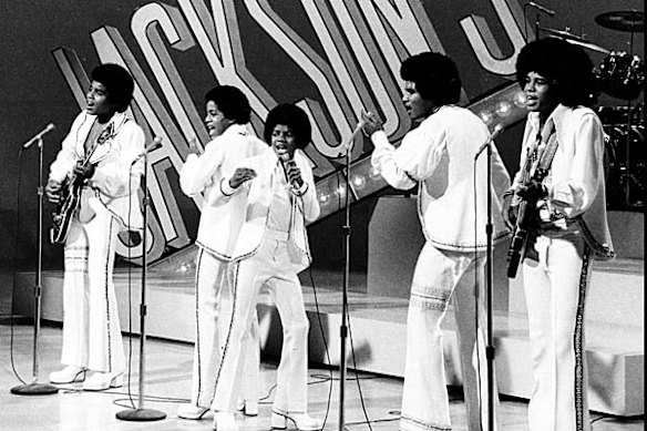 In this Sept. 15, 1972 file photo, The Jackson 5, from left, Tito,  Marlon,  Michael, Jackie and Jermaine perform during the "Sonny and Cher Comedy Hour" in Los Angeles.