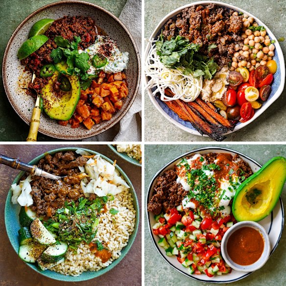 The “fast and loose” mince base stars in these four beef bowls. 