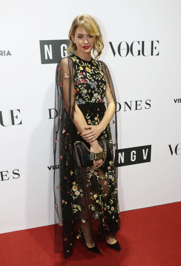 Jesinta Franklin's floral dress at the Dior gala also showed off the famous underwear set by the designer.