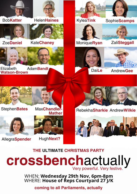 An invitation to the federal crossbench Christmas party.