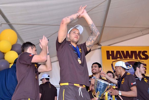 Sombre at Family Day at Glenferie Oval, the day after the 2013 premiership win.