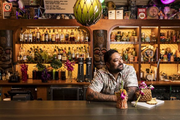 Pasan Wijesena, owner operator of Earls Juke Joint in Newtown and Jacobys Tiki Bar in Enmore, has lost 95 per cent of his revenue and is keeping afloat with rent assistance and takeaway
sales.