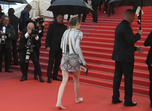 Kristen Stewart walks the steps at the premiere of the film 'BlacKkKlansman' at the 71st Cannes Film Festival.