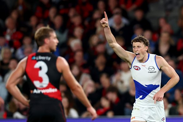 One quarter to go: Nick Larkey has enjoyed a productive night.